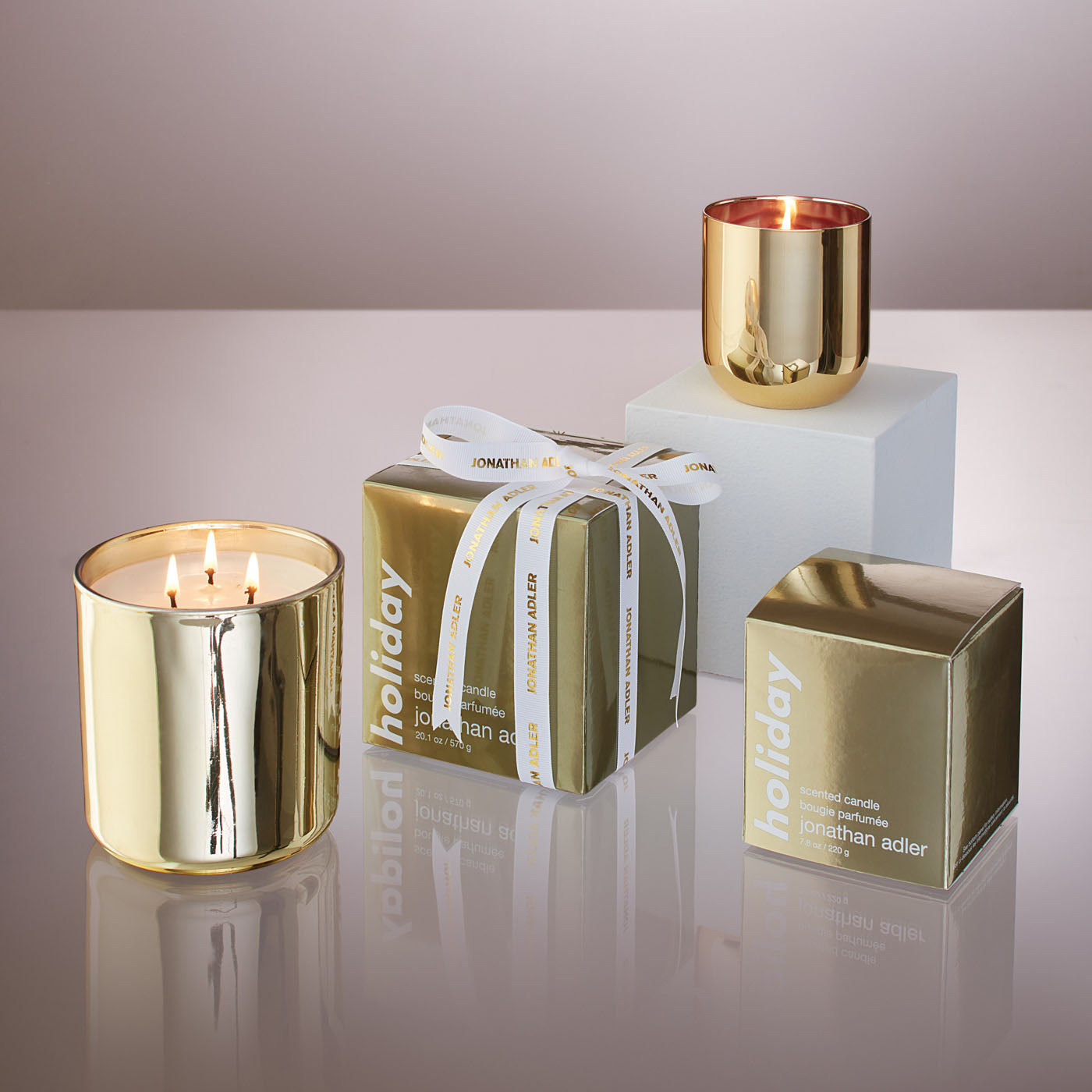 Pop Three-Wick Holiday Candle | Gold