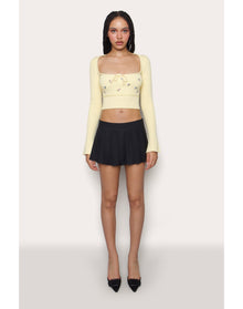 Home Sweet Home Waffle Sweater | Pale Yellow