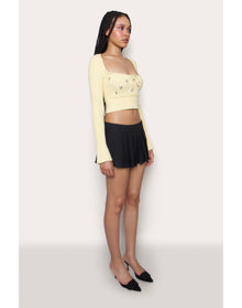 Home Sweet Home Waffle Sweater | Pale Yellow