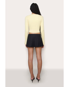 Home Sweet Home Waffle Sweater | Pale Yellow