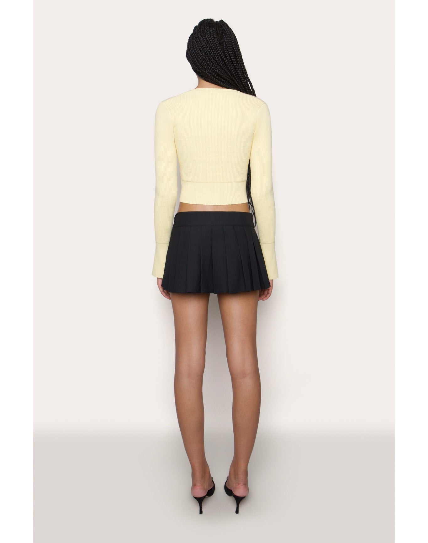 Home Sweet Home Waffle Sweater | Pale Yellow