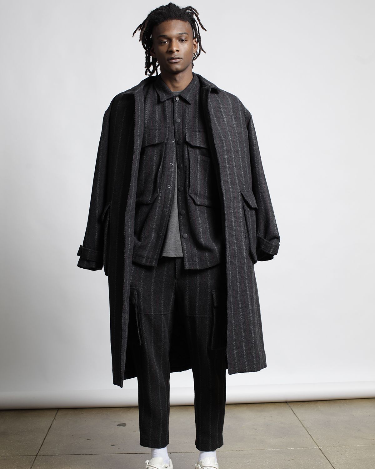 Honore Chalk Stripe Woven Overcoat (FINAL SALE)-MENS-Twenty