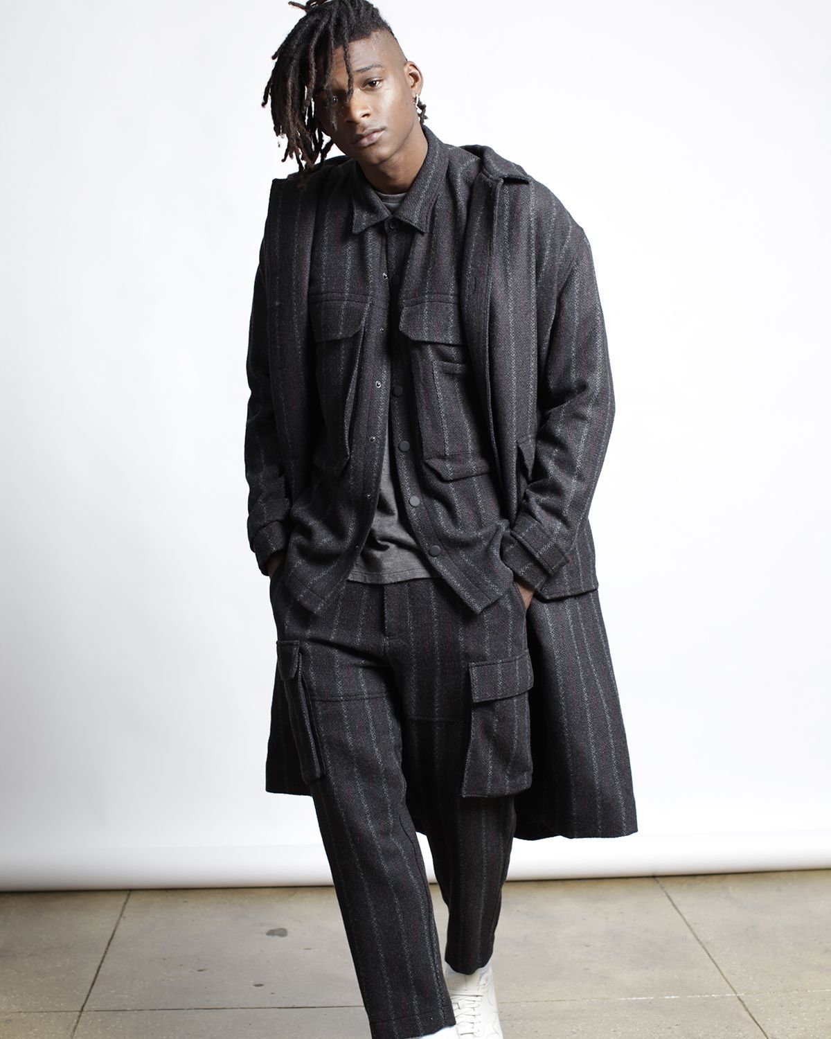 Honore Chalk Stripe Woven Overcoat (FINAL SALE)-MENS-Twenty