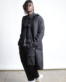 Honore Chalk Stripe Woven Overcoat (FINAL SALE)-MENS-Twenty