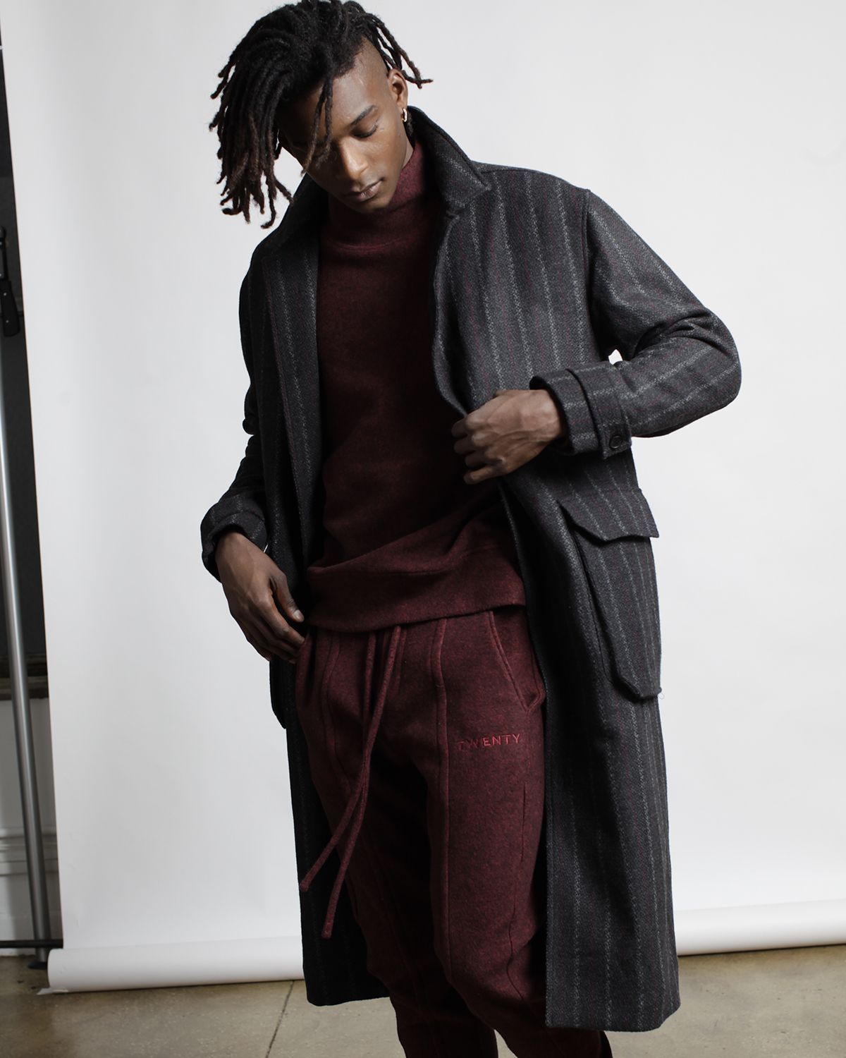 Honore Chalk Stripe Woven Overcoat (FINAL SALE)-MENS-Twenty