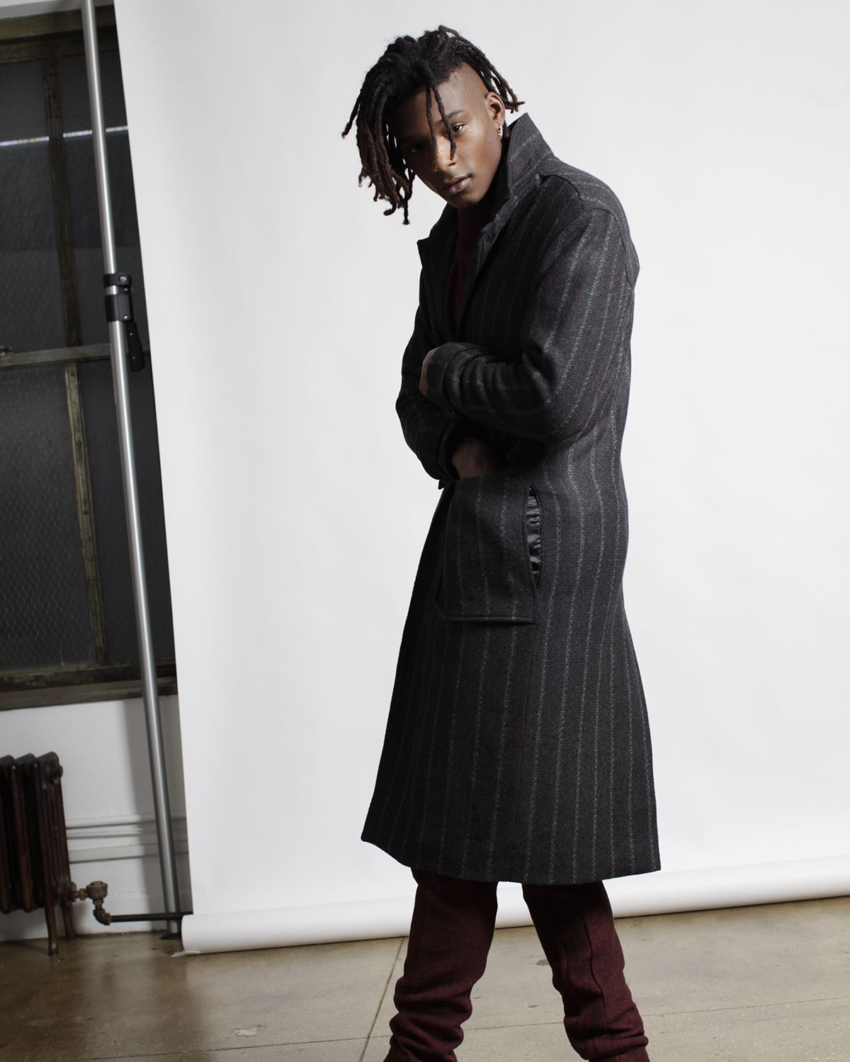 Honore Chalk Stripe Woven Overcoat (FINAL SALE)-MENS-Twenty