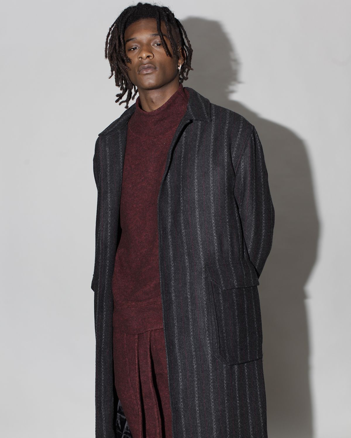 Honore Chalk Stripe Woven Overcoat (FINAL SALE)-MENS-Twenty