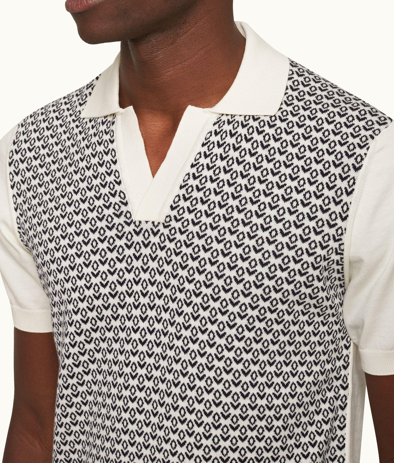 Horton Jacquard Tailored Fit Knit Polo Shirt | Night Iris/White Sand