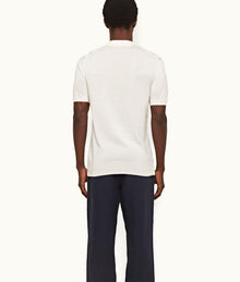 Horton Silk Tailored Fit Silk-Cotton Chevron Polo Shirt | Sea Mist