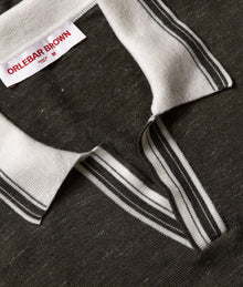 Horton Tipping Multi-Stripe Tipping Merino-Silk Polo Shirt Knitted | Smoked Tea/White Sand