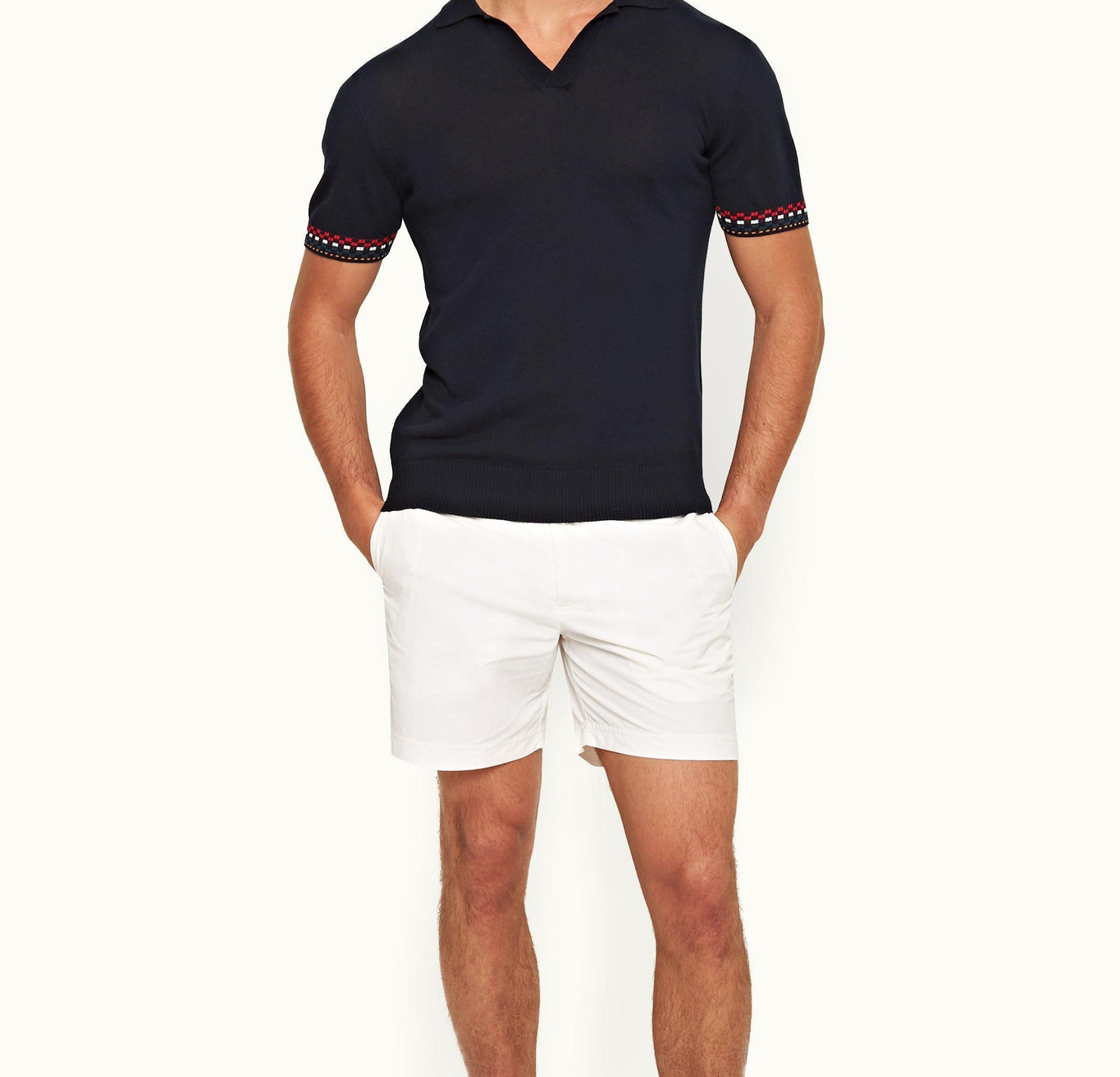 Horton Tipping Tailored Fit O.B Checkerboard Tipping Organic Cotton Polo Shirt | Night Iris