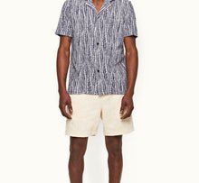 Howell Fern Relaxed Fit Capri Collar Short-Sleeve Shirt | White/Lagoon Blue