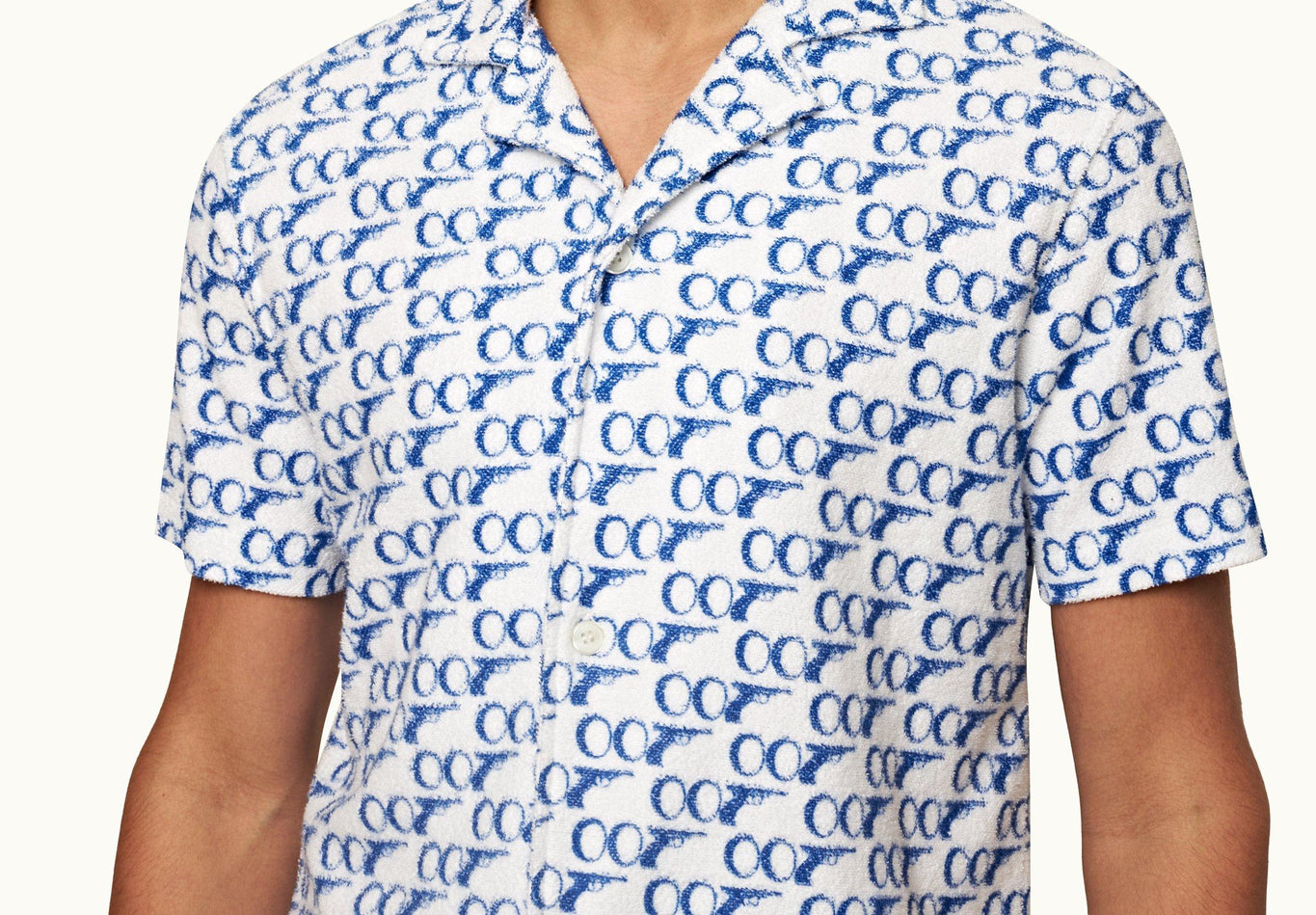 Howell Relaxed Fit Capri Collar Cotton Towelling Shirt | 007/White