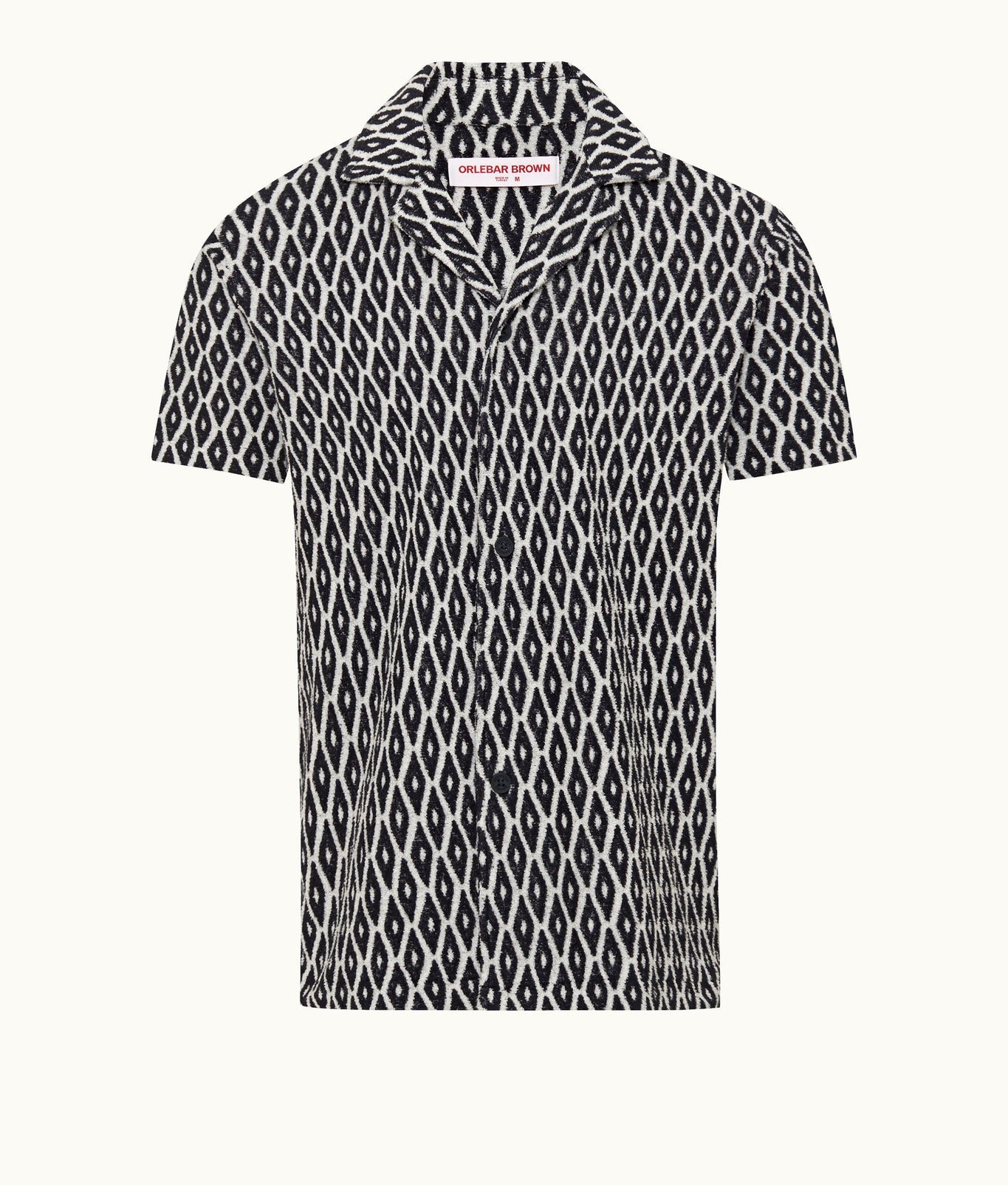 Howell Relaxed Fit Capri Collar Geometric Jacquard Towelling Shirt | Night Iris