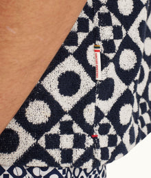 Howell Towelling Domi Jacquard Capri Collar Cotton Towelling Shirt | Night Iris/White Sand
