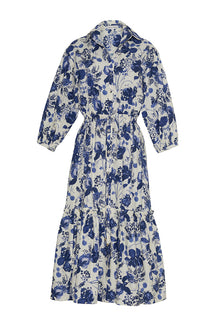 Hutton Dress | Evening Blue Hanging Orchids