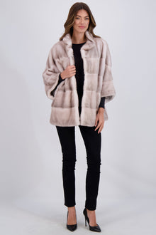 Mink Jacket | Women | Silver Blue x White