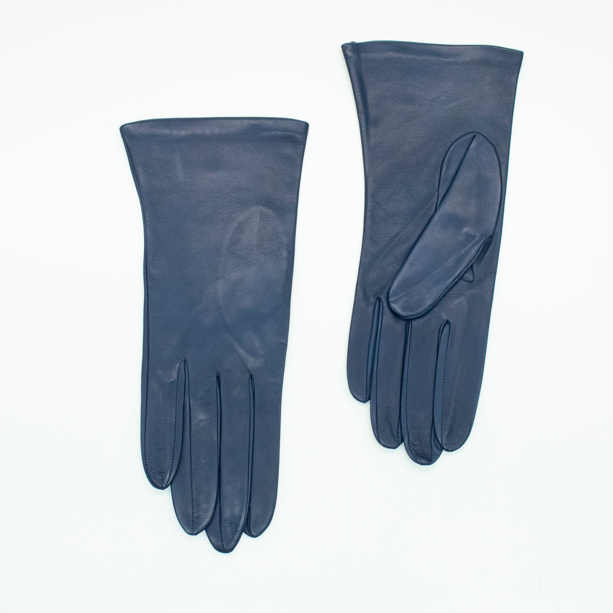 Womens | Silk Lined Leather Gloves | Bacio Blue