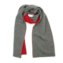 Kids | Cashmere Reversible Scarf | Medium Grey/Fire Red