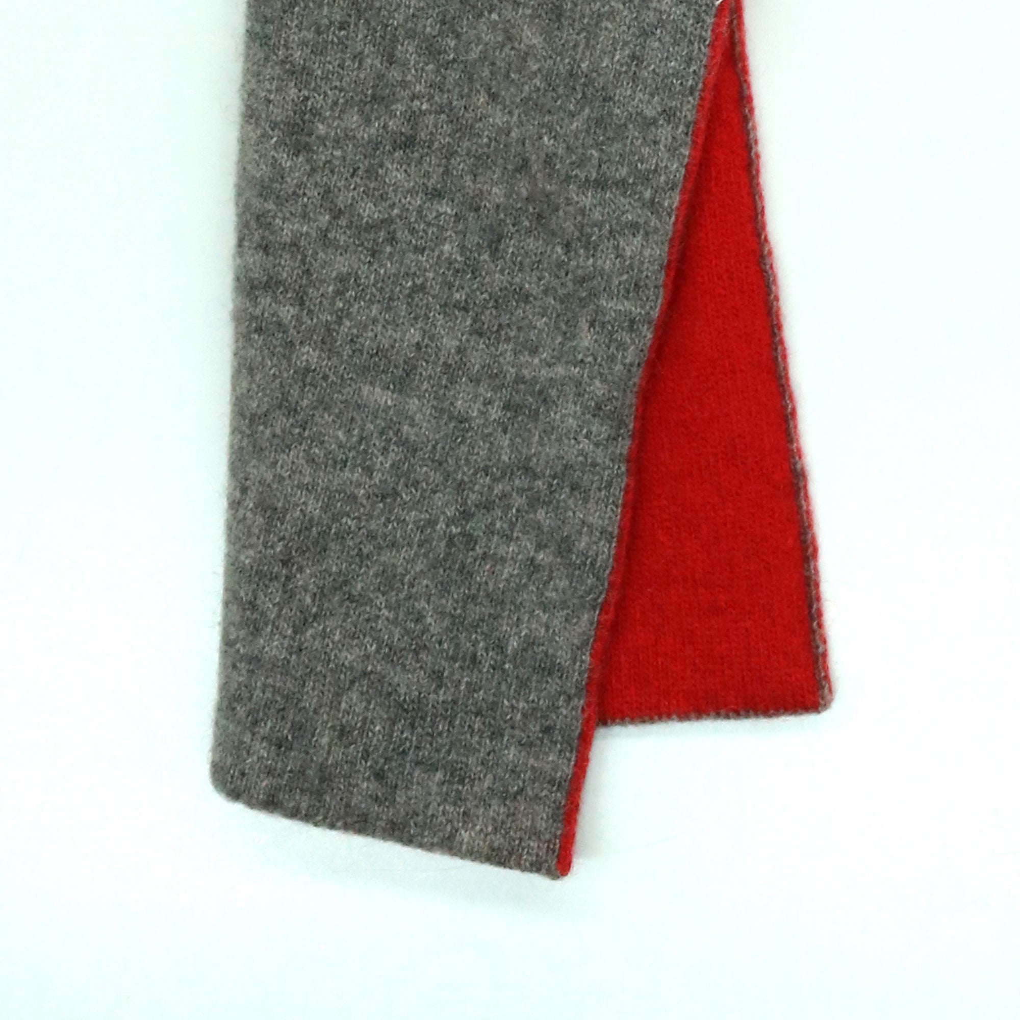 Kids | Cashmere Reversible Scarf | Medium Grey/Fire Red