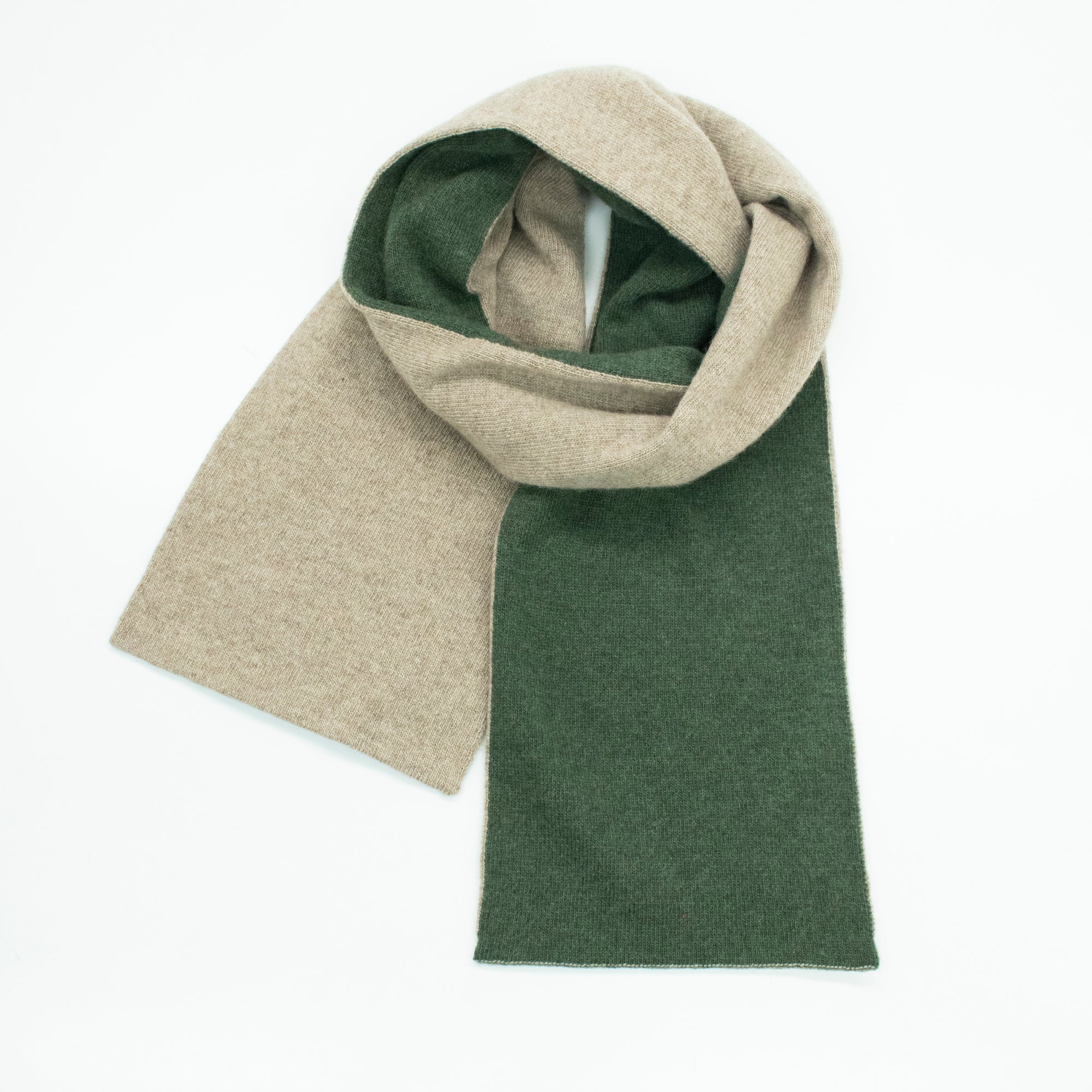 Kids | Cashmere Reversible Scarf | Nile Brown/Loden