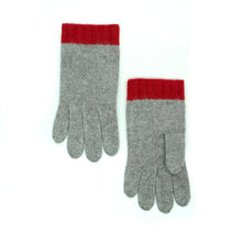 Kids | Cashmere Gloves Two Tone | Light Grey/Fire Red