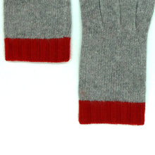 Kids | Cashmere Gloves Two Tone | Light Grey/Fire Red