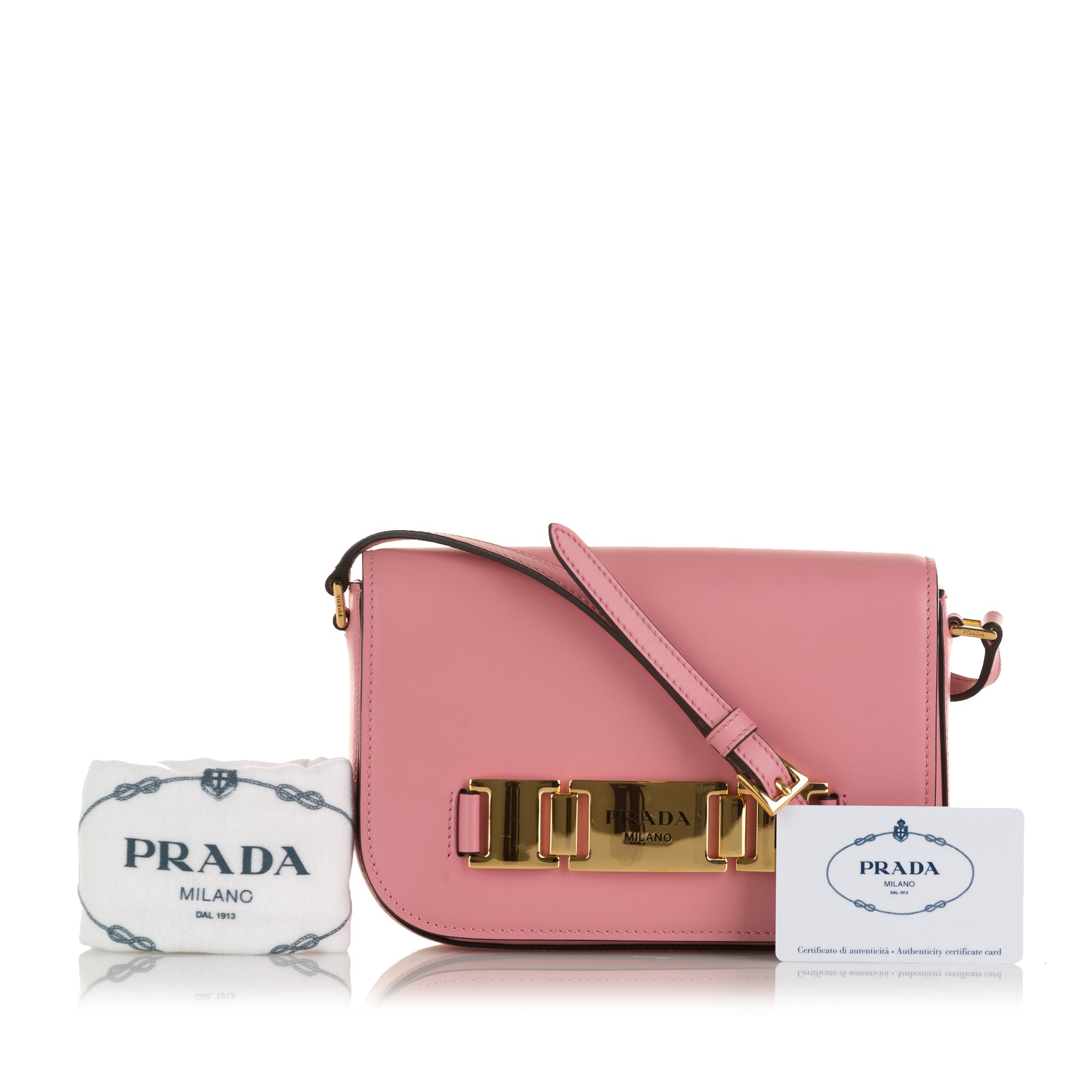 Prada Pre-Owned Glace Calf Etiquette Crossbody | Women | Pink