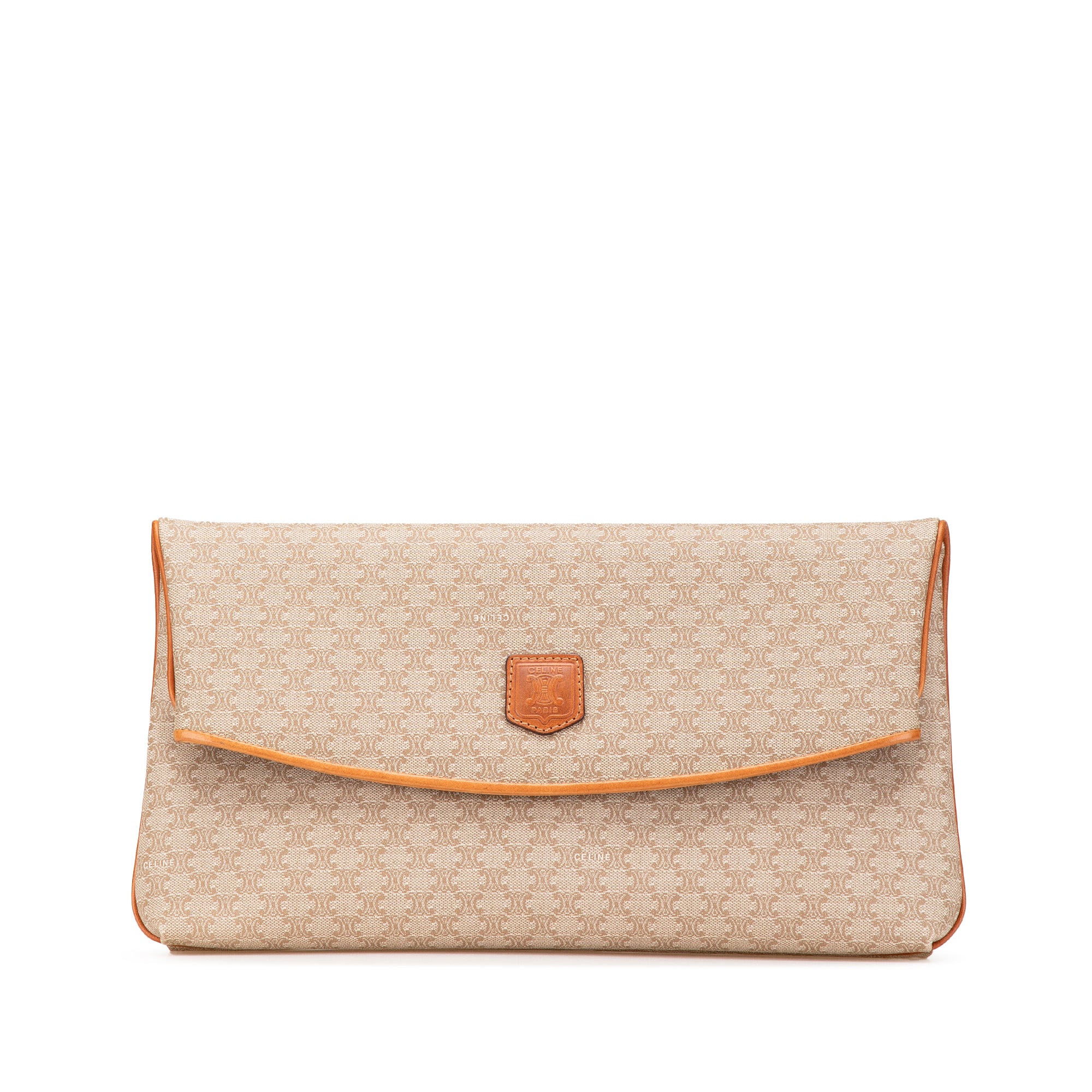 Celine | Pre-Owned Macadam Coated Canvas Clutch | Brown/Beige