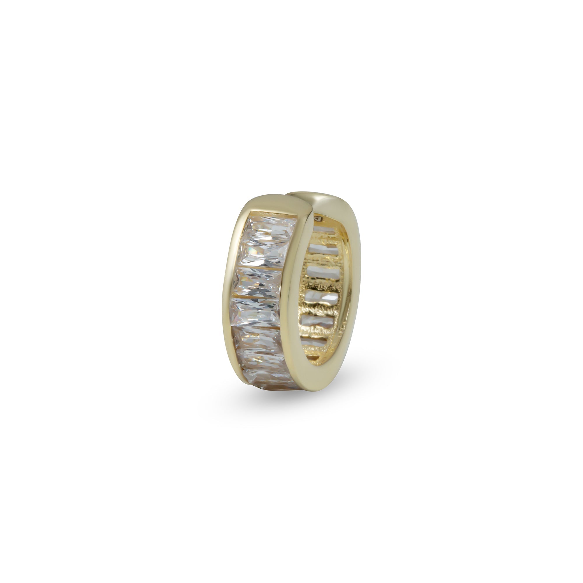 The Iced Out Cartilage Huggie Hoop Earring | 18KT Gold Vermeil