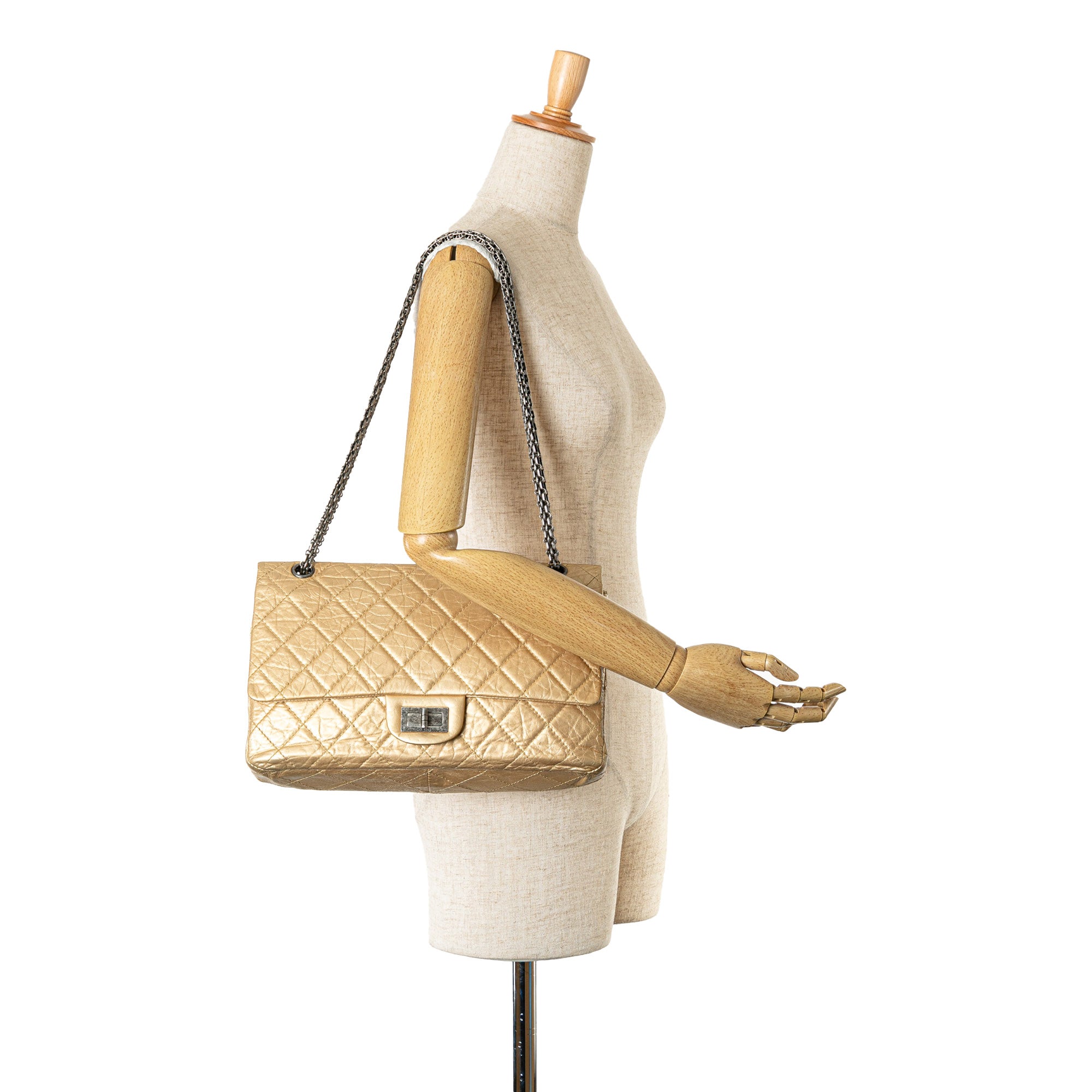 Chanel | Pre-Owned Reissue 2.55 Aged Calfskin Double Flap 227 | Gold