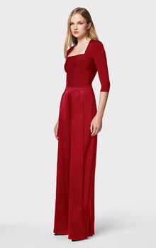 Icon High Waist Silk Wide Leg Pants | Wine