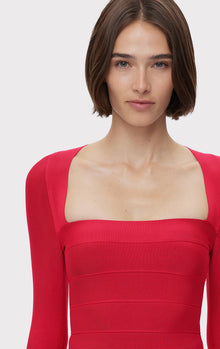 Icon Square Neck 3/4 Sleeve Top | Rio Red