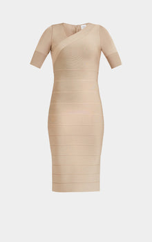 Asymmetric Strappy Icon Dress | Taupe