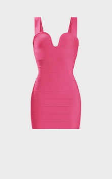 Icon Strappy Sweetheart Mini Dress | Neon Fuchsia