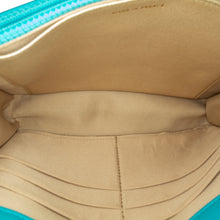 Chanel | Pre-Owned Lambskin Camellia Embossed Wallet On Chain | Blue/Aqua