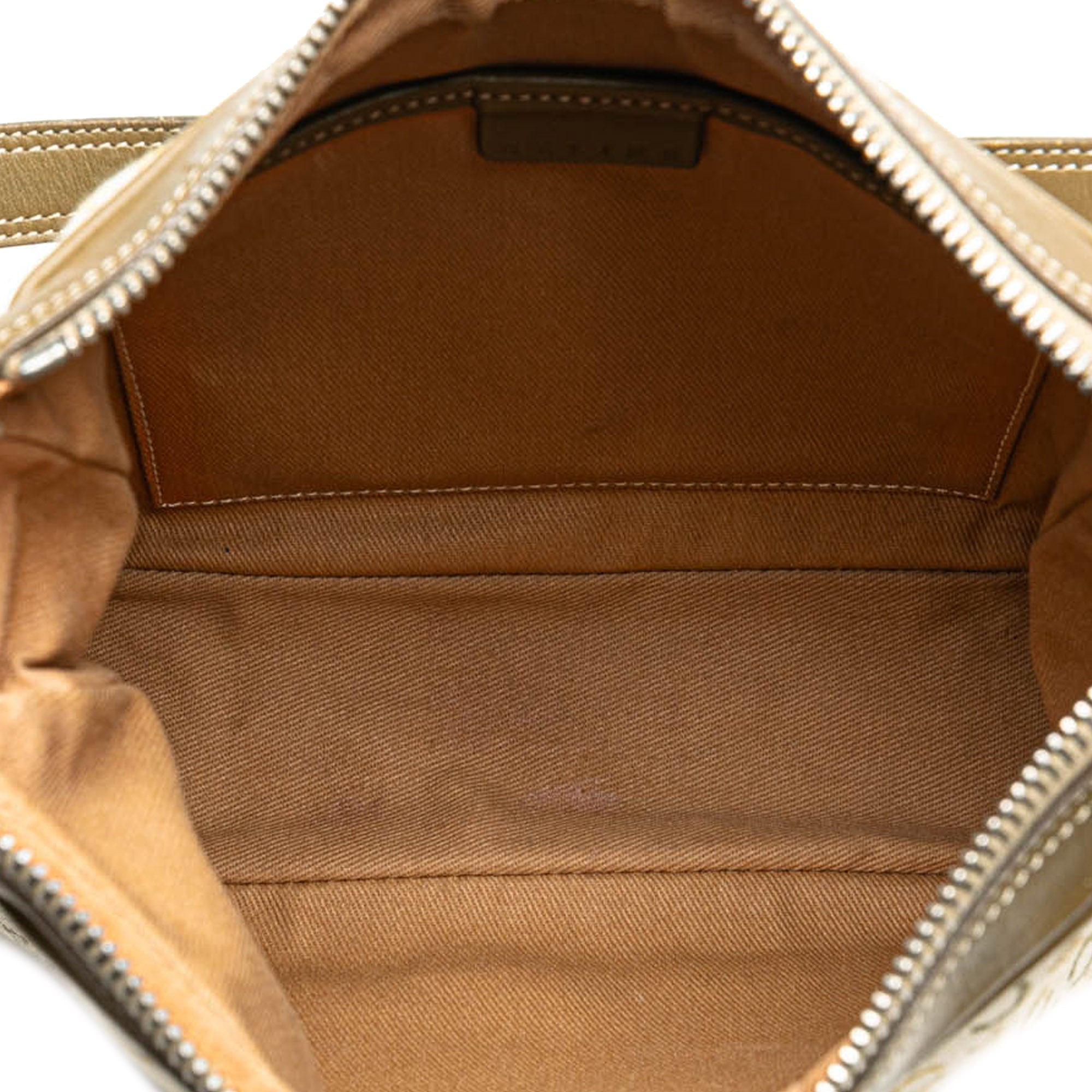 Celine | Pre-Owned C Macadam Canvas Shoulder Bag | Brown/Light Beige