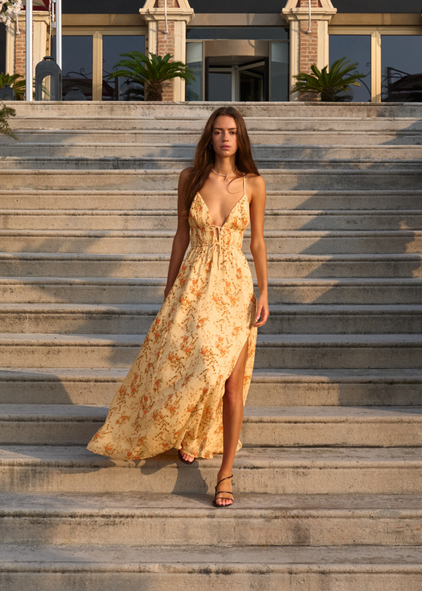 Dorinda Crinkle Chiffon Maxi Dress | Golden Hour