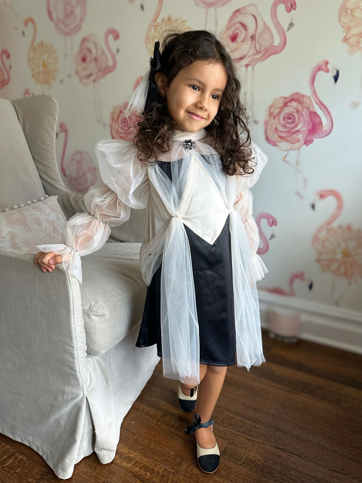 Baby Girls | The Paris Dress | White x Black