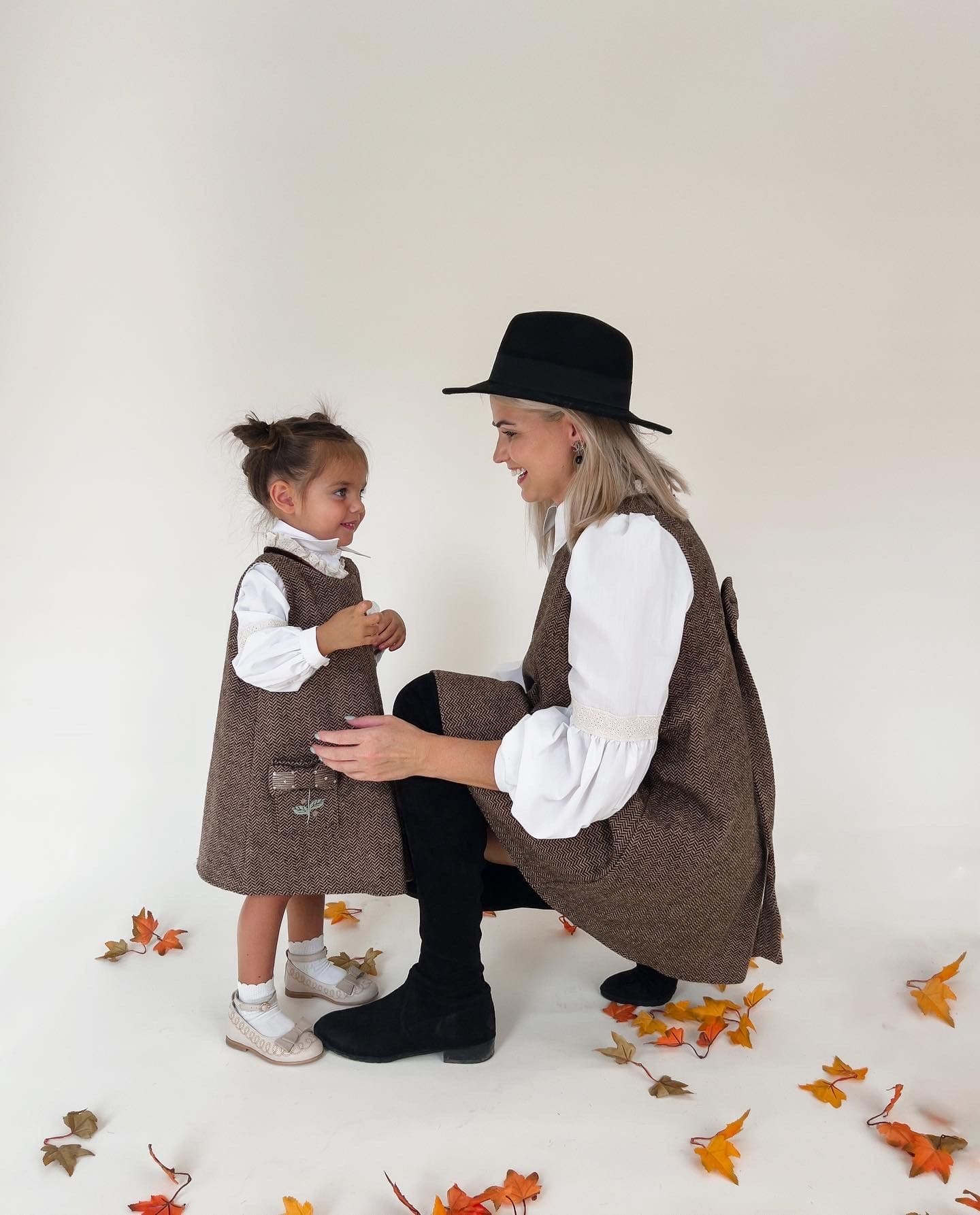 Women | Herringbone Tweed Mom Dress | Brown