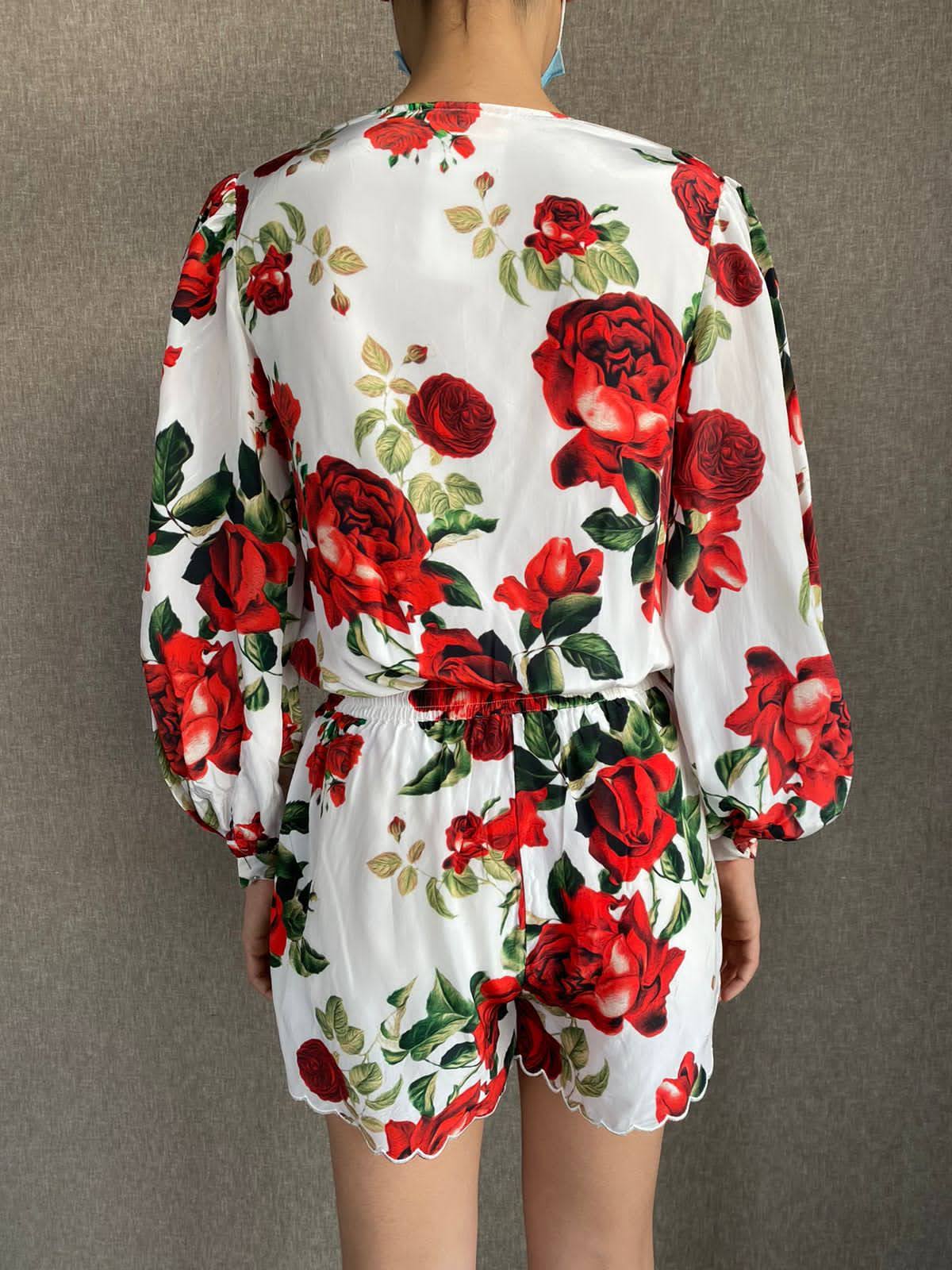 Shorts | White/Red Roses