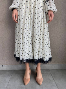 Rococo Sand | Pois Long Dress | White/Black/Gold