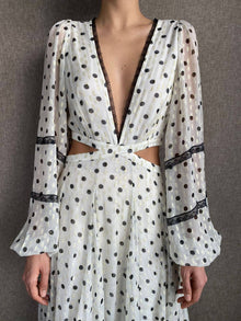 Rococo Sand | Pois Long Dress | White/Black/Gold