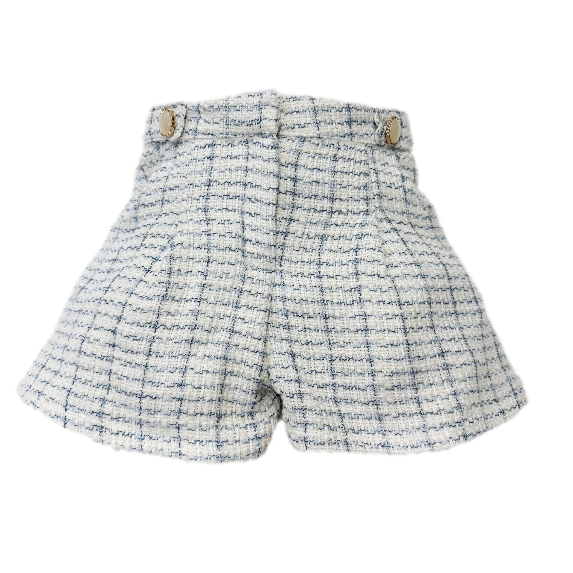 Baby Girls | Iris Tweed Shorts | White x Blue