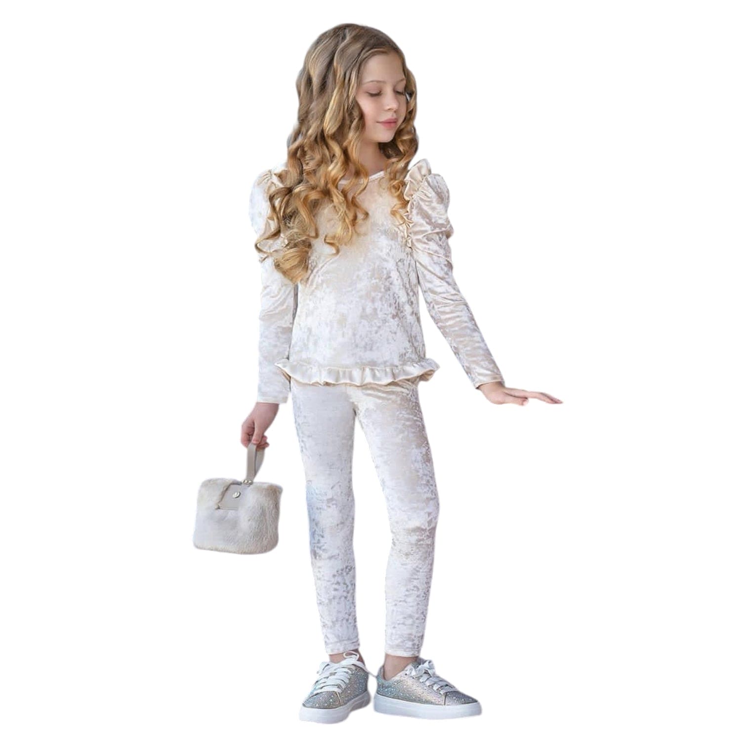 Baby Girls | Velour Lounge Set | Cream
