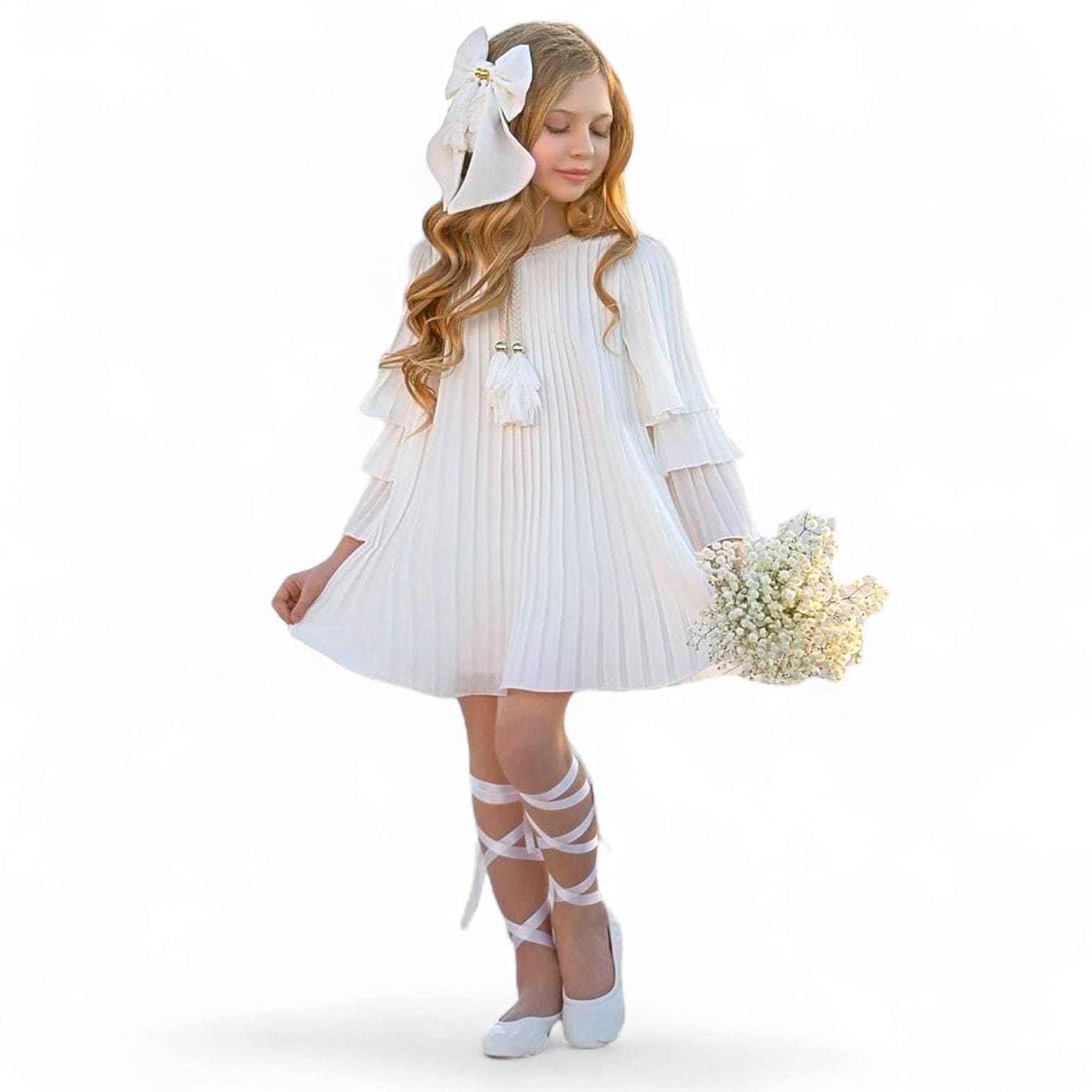 Baby Girls | Sienna Pleated Dress | White