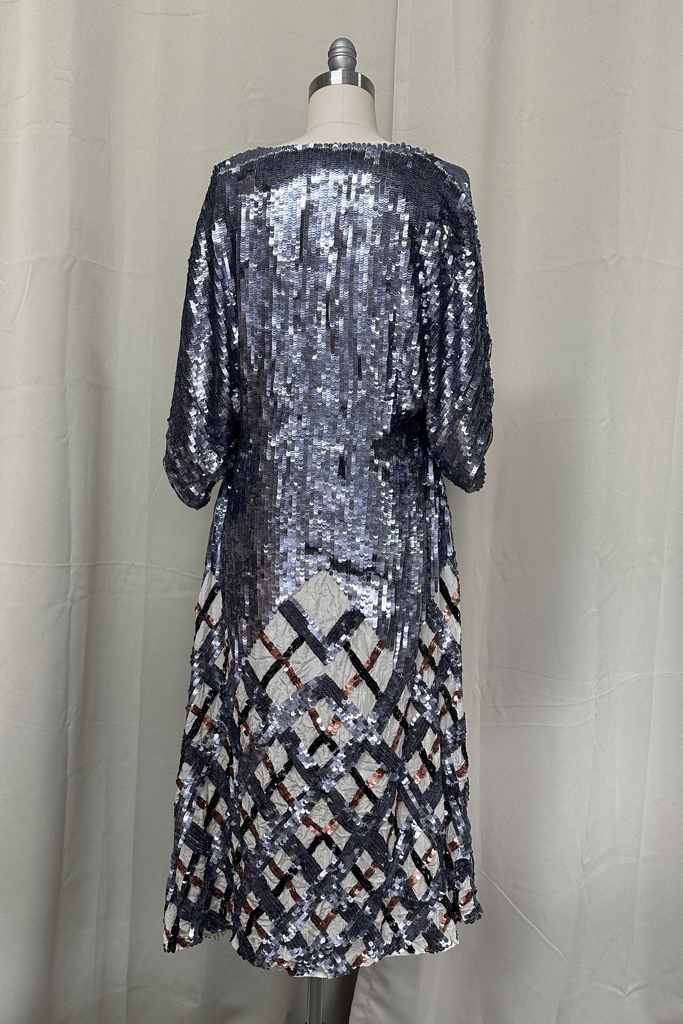 Thalia Midi Dress | Silver Argyle