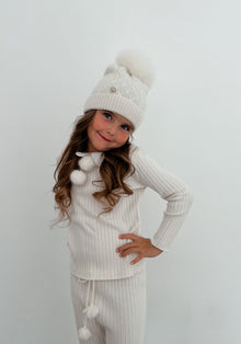 Baby Unisex | Parker Merino Wool Faux Fur Beanie Hat | Ivory