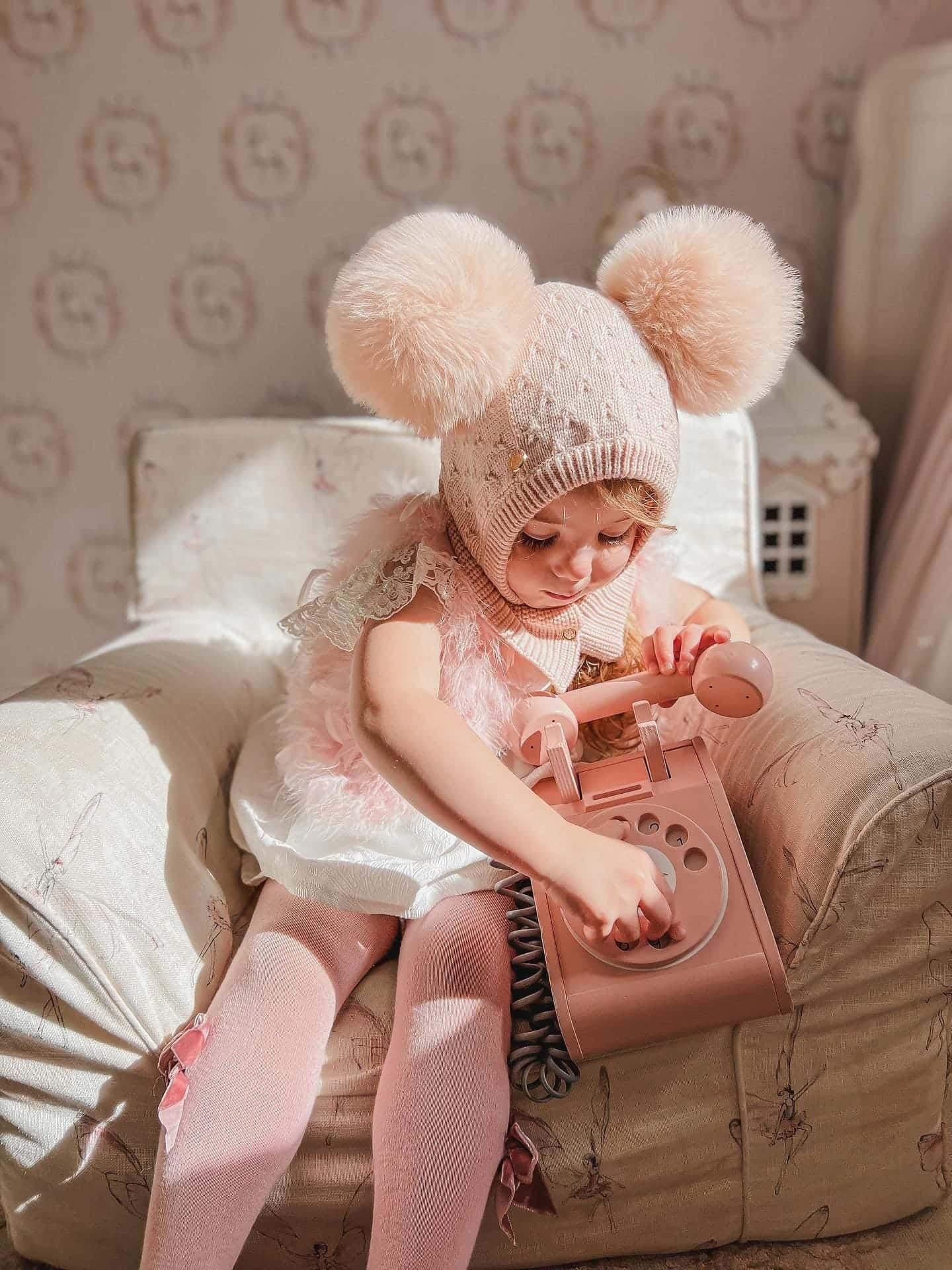 Baby Girls | Luna Merino Wool Faux Fur Balaclava Hat | Pink