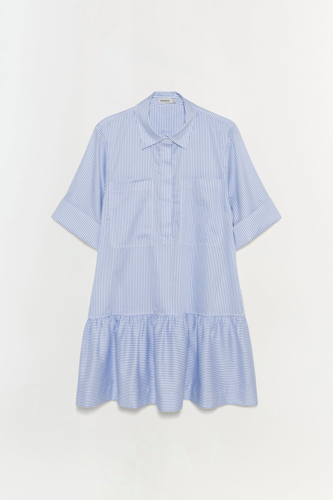 Womens | Cris Cotton Mini Dress | Blue Hydrangea Stripe